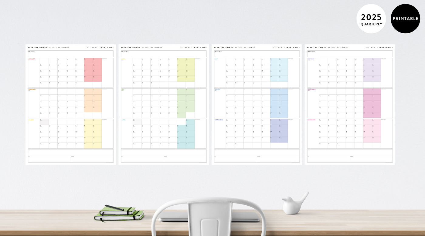 PRINTABLE 2023 Q1 + Q2 + Q3 + Q4 QUARTERLY CALENDAR FULL YEAR SET // I