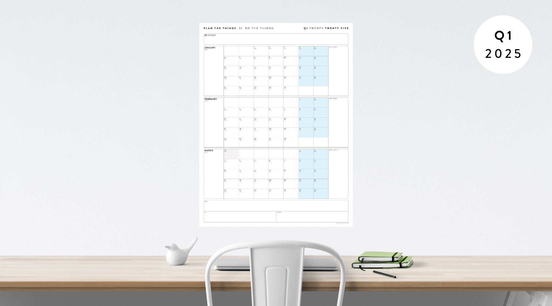 2025 QUARTERLY WALL CALENDARS // Q1 (JANUARY - MARCH)