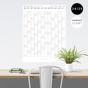 2024 - 2025 ACADEMIC WALL CALENDAR (AUGUST START) | SCHOOL CALENDAR | VERTICAL WITH GRAY WEEKENDS