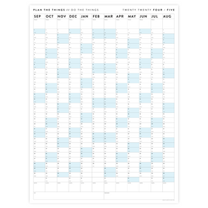 2024 - 2025 ACADEMIC WALL CALENDAR (SEPTEMBER START) | VERTICAL WITH BLUE WEEKENDS