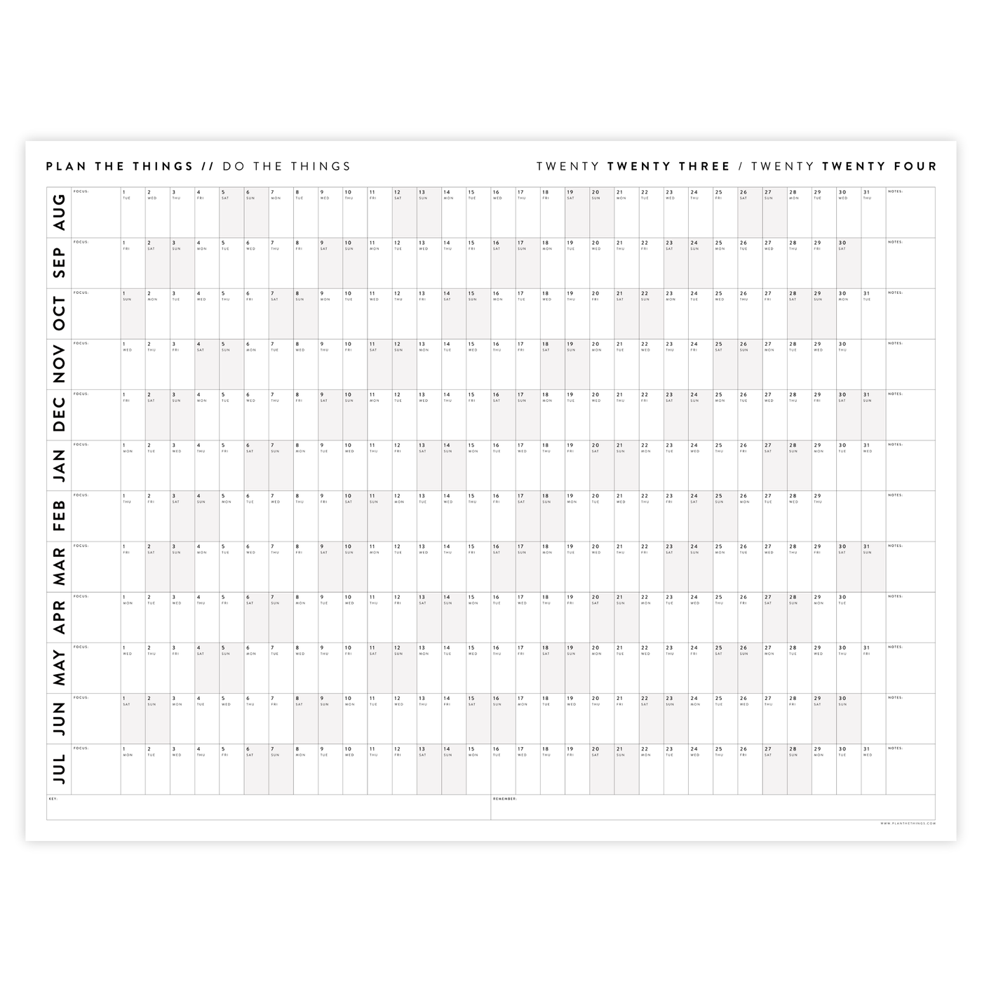 2023 / 2024 AUGUST START ACADEMIC / MIDYEAR WALL CALENDARS Plan The