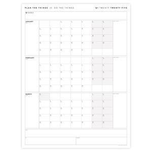 Q1 2025 QUARTERLY GIANT WALL CALENDAR (JANUARY - MARCH 2025) - GRAY WEEKENDS