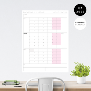 Q1 2025 QUARTERLY GIANT WALL CALENDAR (JANUARY - MARCH 2025) - PINK WEEKENDS