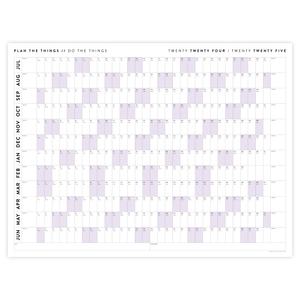 PRINTABLE 2024 - 2025 ACADEMIC WALL CALENDAR (JULY START) | HORIZONTAL WITH PURPLE WEEKENDS - INSTANT DOWNLOAD