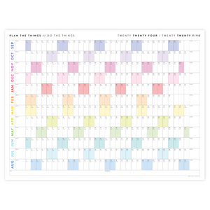 2024 - 2025 ACADEMIC WALL CALENDAR (SEPTEMBER START) | HORIZONTAL WITH RAINBOW WEEKENDS