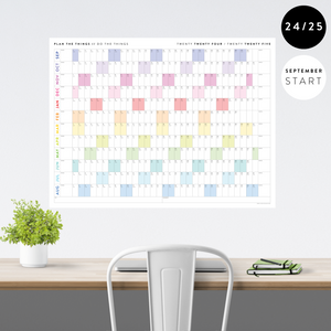 2024 - 2025 ACADEMIC WALL CALENDAR (SEPTEMBER START) | HORIZONTAL WITH RAINBOW WEEKENDS