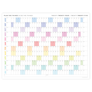 2024 - 2025 ACADEMIC WALL CALENDAR (AUGUST START) | SCHOOL CALENDAR | HORIZONTAL WITH RAINBOW WEEKENDS