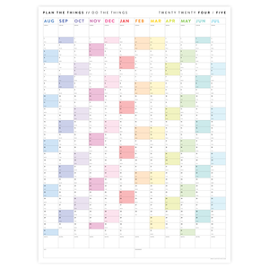 2024 - 2025 ACADEMIC WALL CALENDAR (AUGUST START) | SCHOOL CALENDAR | VERTICAL WITH RAINBOW WEEKENDS