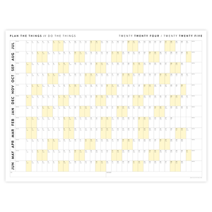 PRINTABLE 2024 - 2025 ACADEMIC WALL CALENDAR (JULY START) | HORIZONTAL WITH YELLOW WEEKENDS - INSTANT DOWNLOAD