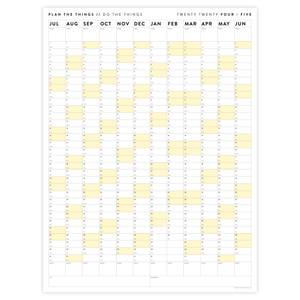 PRINTABLE 2024 - 2025 ACADEMIC WALL CALENDAR (JULY START) | VERTICAL WITH YELLOW WEEKENDS - INSTANT DOWNLOAD