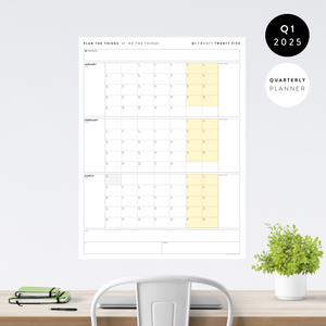 Q1 2025 QUARTERLY GIANT WALL CALENDAR (JANUARY - MARCH 2025) - YELLOW WEEKENDS