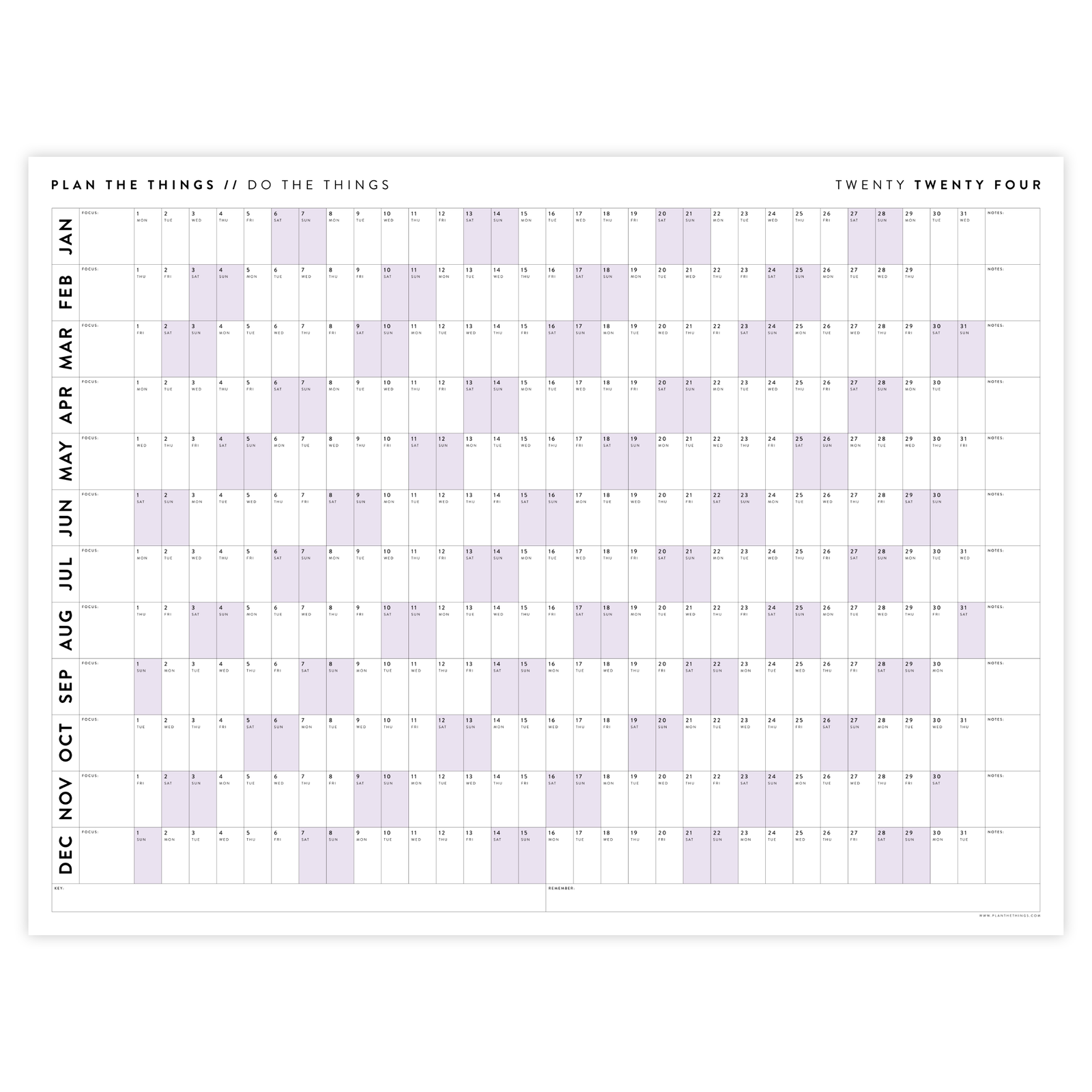 2024 GIANT WALL CALENDARS - Plan The Things