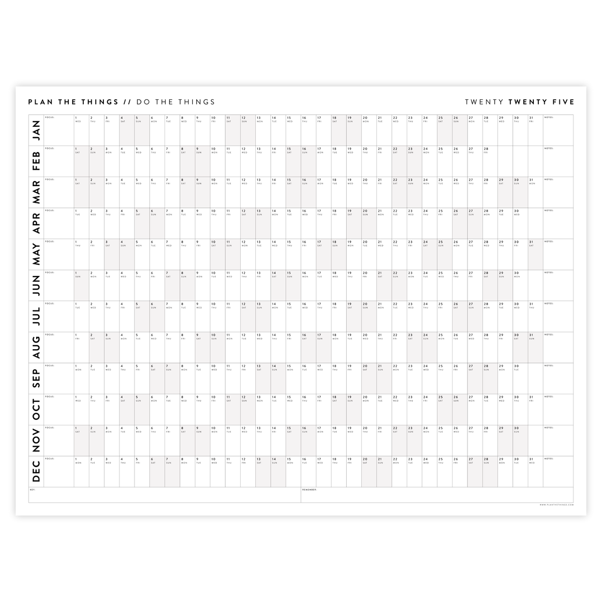 PRINTABLE 2025 ANNUAL CALENDARS // INSTANT DOWNLOAD Plan The Things