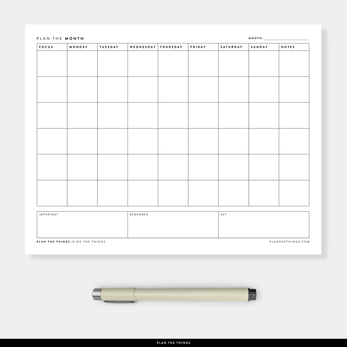 Monthly Focus + Notes - Undated Printable Planner Inserts (A4 + US Let ...